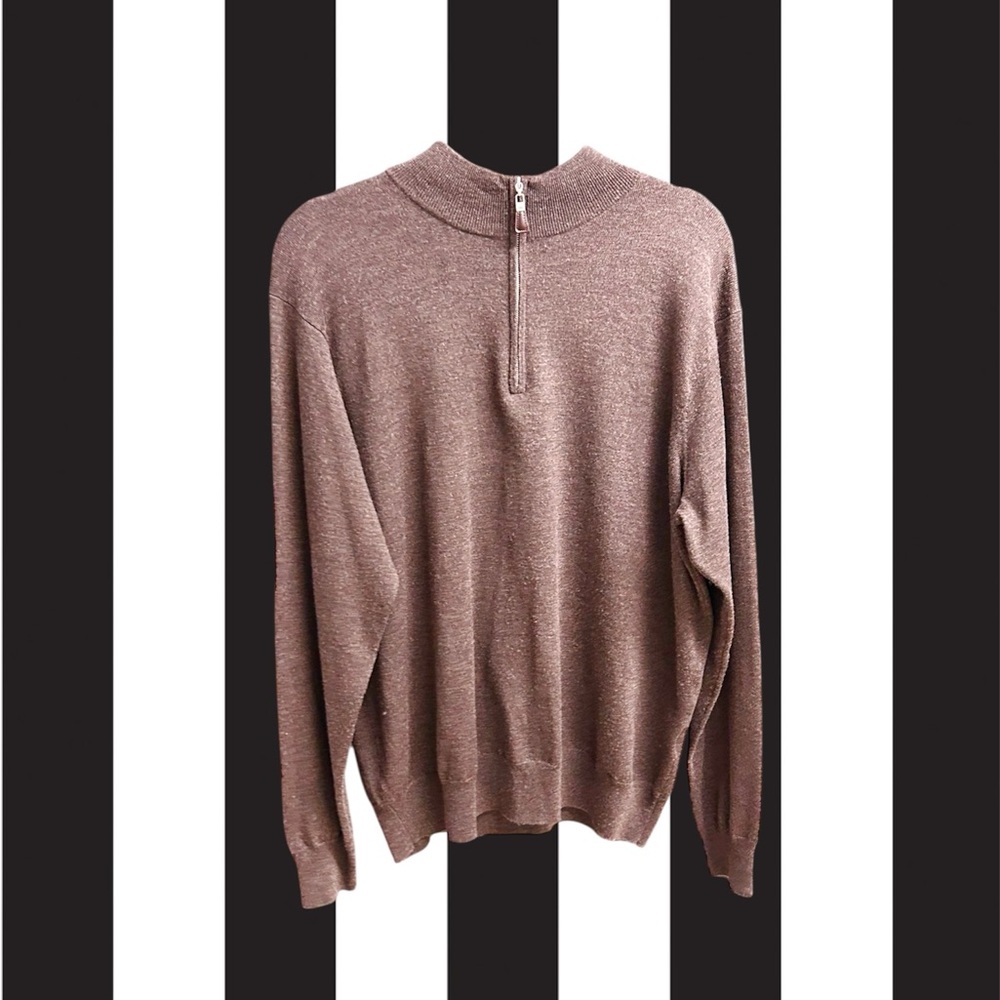 Peter Millar Merino Wool Silk Sweater Quarter Zip Long Sleeve Men’s XL Brown - Picture 3 of 8